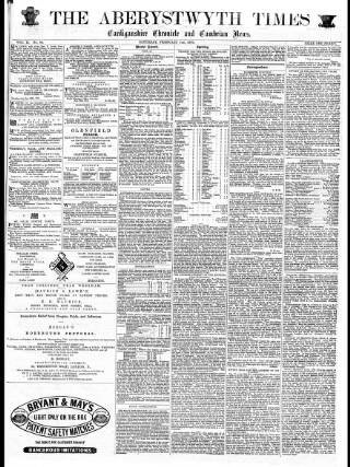 cover page of Aberystwyth Times published on February 5, 1870