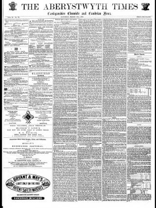 cover page of Aberystwyth Times published on March 19, 1870