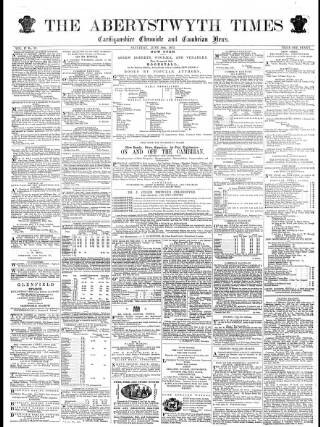 cover page of Aberystwyth Times published on June 18, 1870