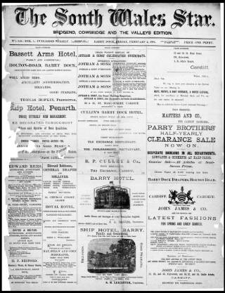 cover page of South Wales Star published on February 2, 1894