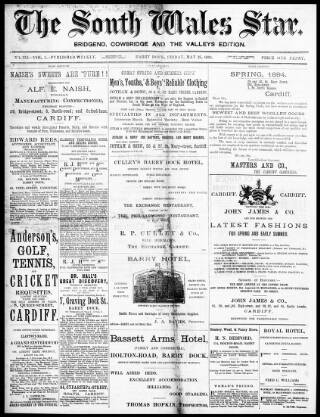 cover page of South Wales Star published on May 25, 1894