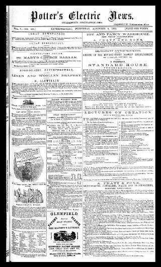 cover page of Potter's Electric News published on November 2, 1859