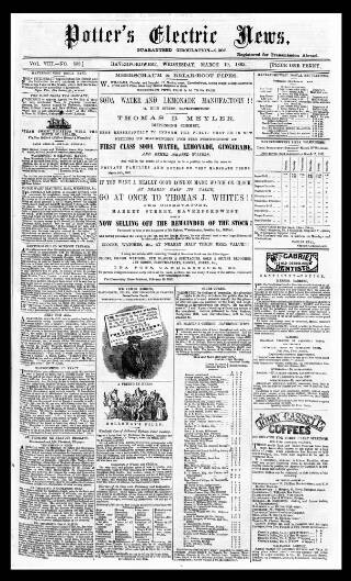 cover page of Potter's Electric News published on March 19, 1862