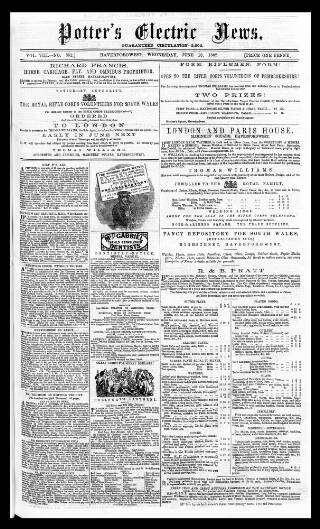 cover page of Potter's Electric News published on June 18, 1862