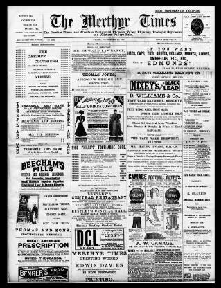 cover page of Merthyr Times, and Dowlais Times, and Aberdare Echo published on September 17, 1897
