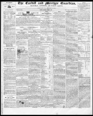 cover page of Cardiff and Merthyr Guardian published on August 2, 1845