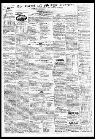cover page of Cardiff and Merthyr Guardian published on November 2, 1850