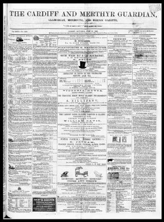 cover page of Cardiff and Merthyr Guardian published on June 18, 1859