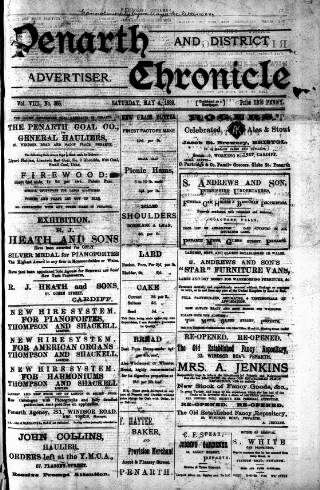 cover page of Penarth Chronicle and Cogan Echo published on May 4, 1889