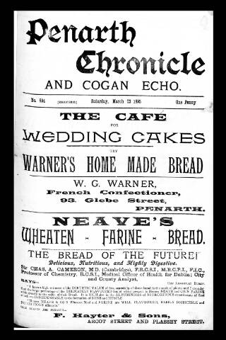 cover page of Penarth Chronicle and Cogan Echo published on March 23, 1895