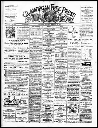 cover page of Glamorgan Free Press published on February 18, 1899