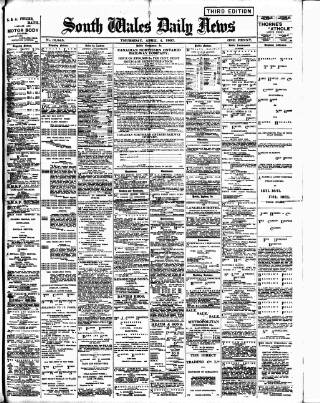 cover page of South Wales Daily News published on April 4, 1907
