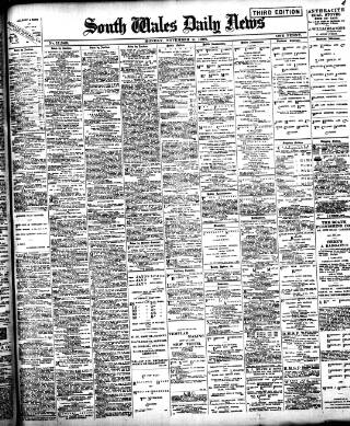 cover page of South Wales Daily News published on November 2, 1908