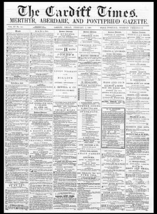 cover page of Cardiff Times published on February 2, 1866