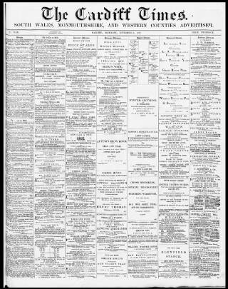 cover page of Cardiff Times published on November 2, 1867