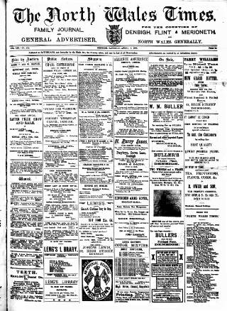 cover page of North Wales Times published on April 4, 1908