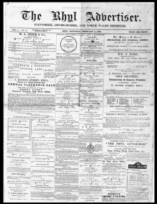 cover page of Rhyl Record and Advertiser published on February 2, 1878