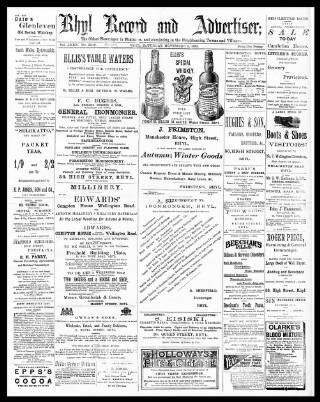 cover page of Rhyl Record and Advertiser published on November 2, 1895