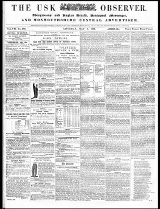 cover page of Usk Observer published on May 4, 1861