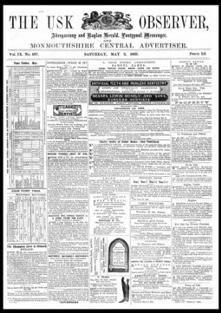 cover page of Usk Observer published on May 2, 1863