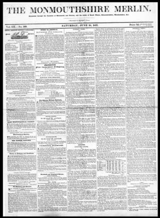 cover page of Monmouthshire Merlin published on June 18, 1831