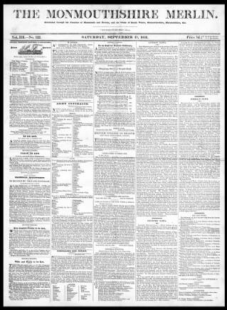 cover page of Monmouthshire Merlin published on September 17, 1831