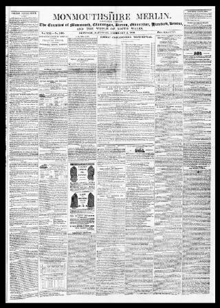 cover page of Monmouthshire Merlin published on February 2, 1850