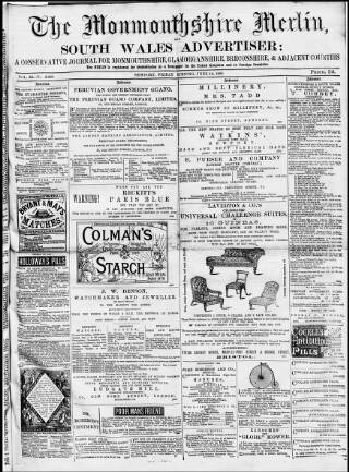 cover page of Monmouthshire Merlin published on June 18, 1880