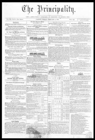 cover page of The Principality published on February 2, 1849