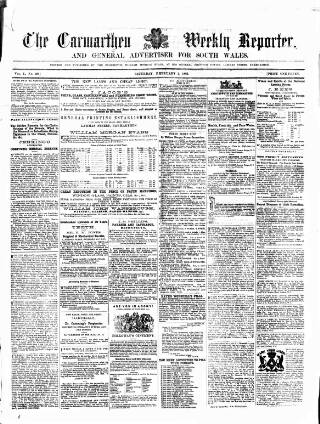 cover page of Carmarthen Weekly Reporter published on February 2, 1861