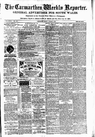 cover page of Carmarthen Weekly Reporter published on August 2, 1889