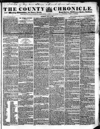 cover page of County Chronicle, Surrey Herald and Weekly Advertiser for Kent published on May 2, 1837