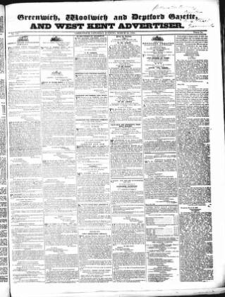 cover page of Kentish Mercury published on March 19, 1836