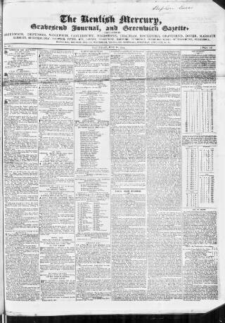 cover page of Kentish Mercury published on June 18, 1842
