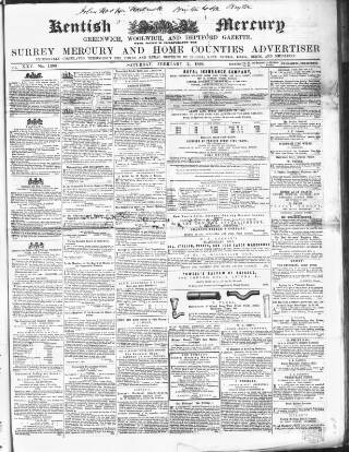cover page of Kentish Mercury published on February 2, 1856