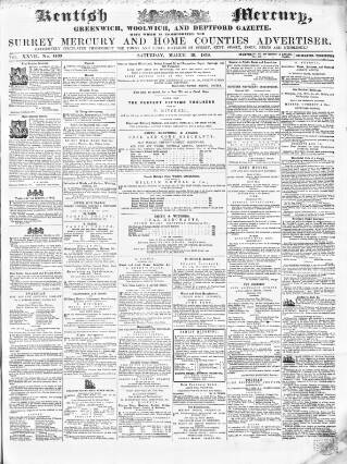 cover page of Kentish Mercury published on March 19, 1859