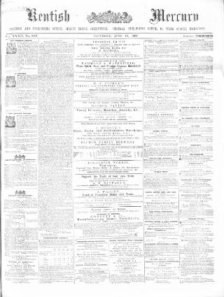cover page of Kentish Mercury published on June 18, 1864