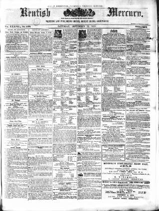 cover page of Kentish Mercury published on September 17, 1870