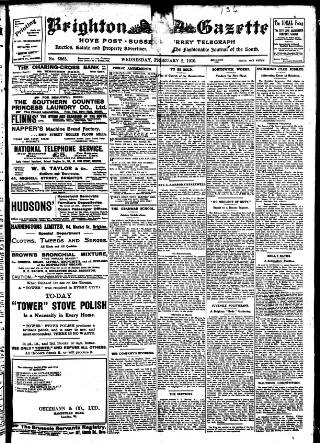 cover page of Brighton Gazette published on February 2, 1910