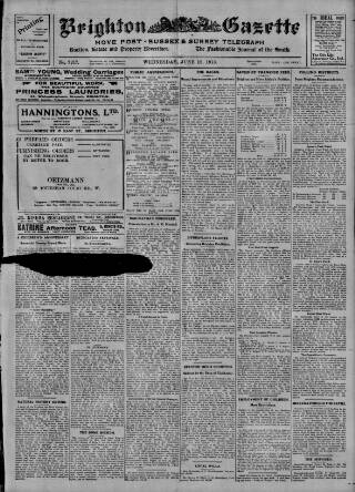 cover page of Brighton Gazette published on June 18, 1913