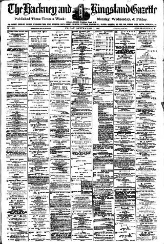 cover page of Hackney and Kingsland Gazette published on September 17, 1897