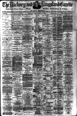 cover page of Hackney and Kingsland Gazette published on February 2, 1903