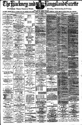 cover page of Hackney and Kingsland Gazette published on November 2, 1908