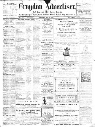 cover page of Croydon Advertiser and East Surrey Reporter published on May 4, 1872