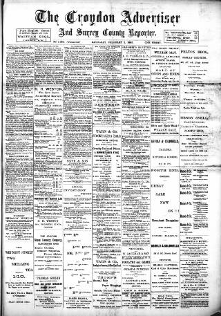 cover page of Croydon Advertiser and East Surrey Reporter published on February 2, 1889