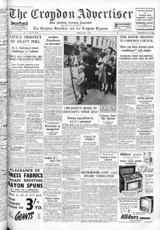 cover page of Croydon Advertiser and East Surrey Reporter published on May 2, 1952