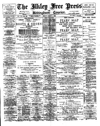 cover page of Ilkley Free Press published on March 7, 1890