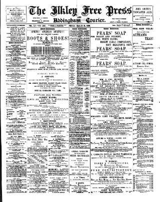 cover page of Ilkley Free Press published on March 21, 1890