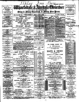 cover page of Ilkley Free Press published on June 27, 1890