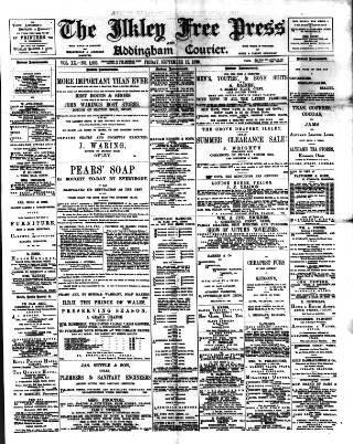 cover page of Ilkley Free Press published on September 12, 1890